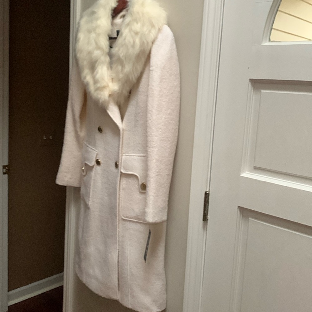 Guess Cream Wool Coat  with Gold hardware